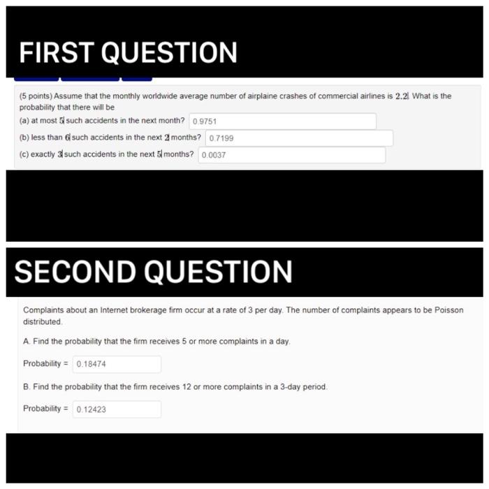 First Question 5 Points Assume That The Monthly Worldwide Average Number Of Airplane Crashes Of Commercial Airlines Is 1