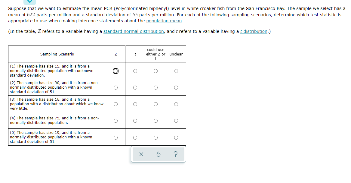 Suppose That We Want To Estimate The Mean Pcb Polychlorinated Biphenyl Level In White Croaker Fish From The San Franci 1