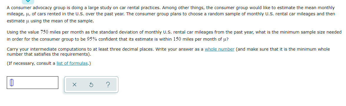 A Consumer Advocacy Group Is Doing A Large Study On Car Rental Practices Among Other Things The Consumer Group Would L 1