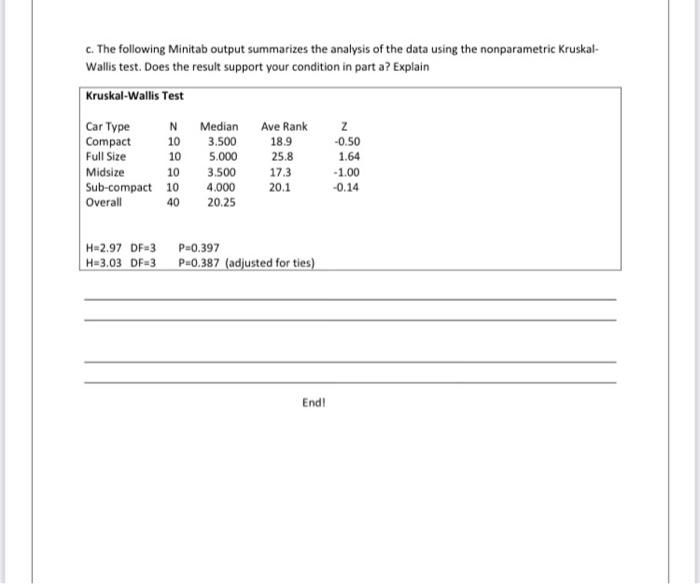 6 A Rental Car Company Wants To Investigate Whether The Type Of Car Rented Affects The Length Of The Rental Period An 3