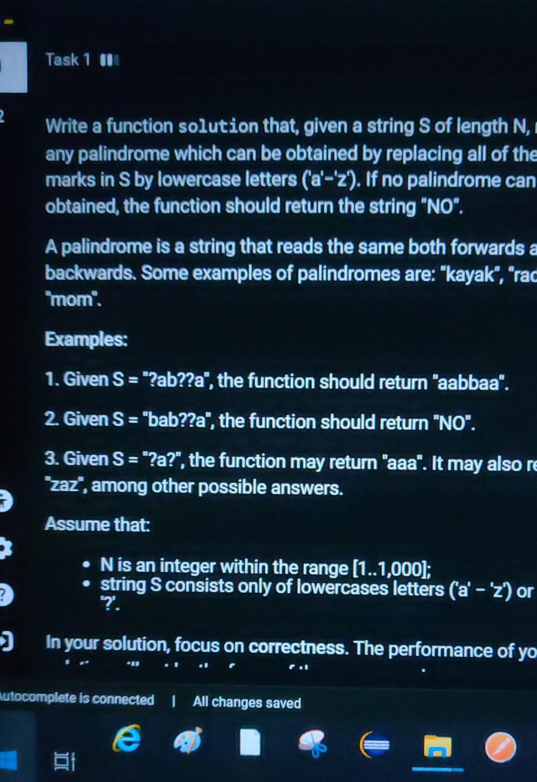 Task 1 000 H 2 Write a function solution that, given a string S of ...