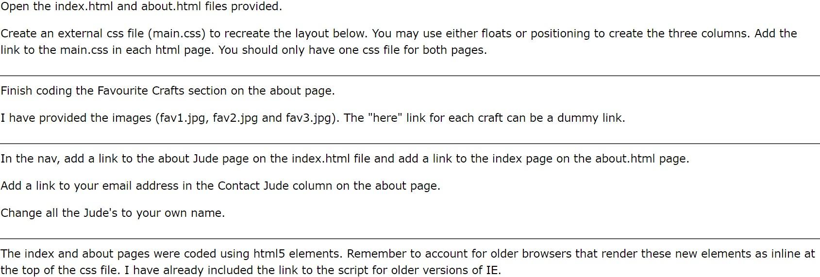 Create These 2 Html Pages First Page Is Called About Html It Should Look Like This Code For This Page Is Section 3