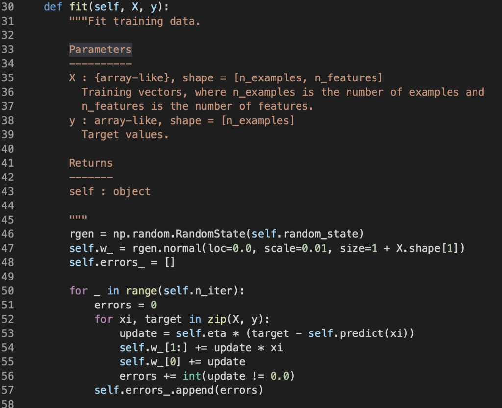1 Import Numpy As Np 4 Class Perceptron Object Perceptron Classifier 6 7 Parameters 8 9 Eta Float 10 Learning R 2