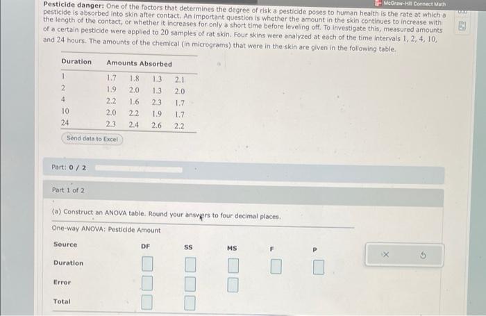 Ar Mcgraw Hill Connect Maths Pesticide Danger One Of The Factors That Determines The Degree Of Risk A Pesticide Poses T 1