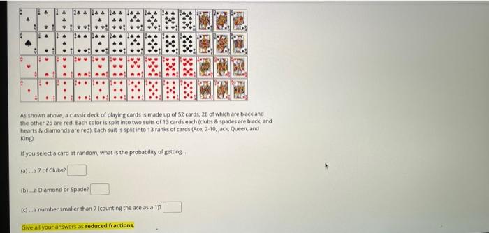 As Shown Above A Classic Deck Of Playing Cards Is Made Up Of 52 Cards 26 Of Which Are Black And The Other 26 Are Red 1
