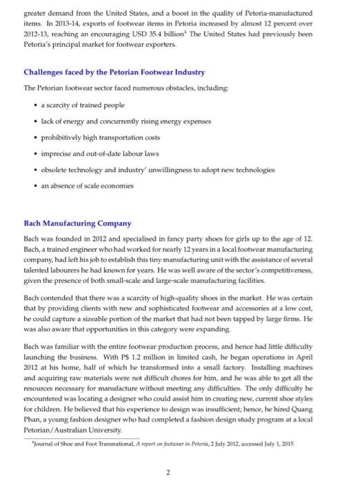 Case Introduction Mid Year 2015 Danh Bach Owner Of The Bach Manufacturing Company Bach Sought A Local Bank For An A 2