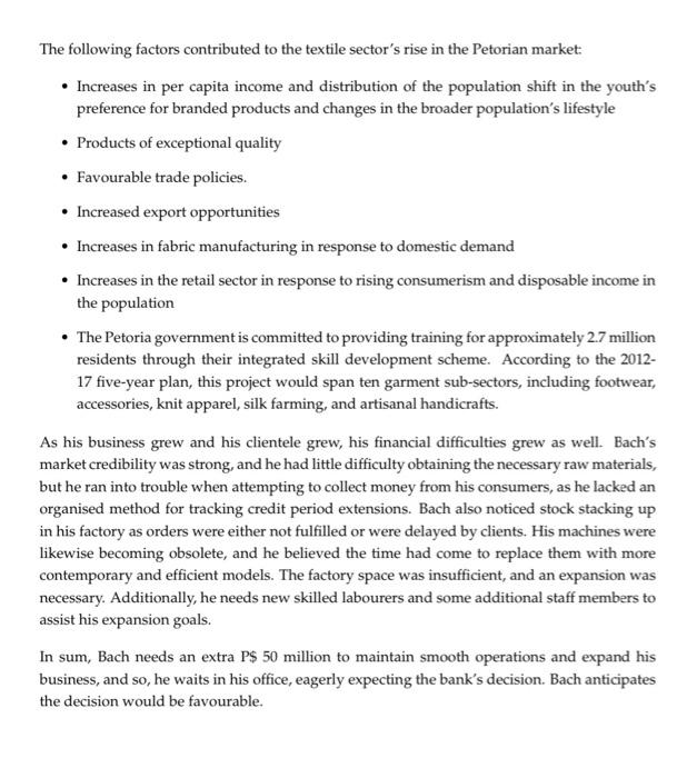 Case Introduction Mid Year 2015 Danh Bach Owner Of The Bach Manufacturing Company Bach Sought A Local Bank For An A 4