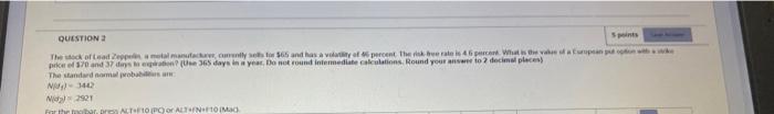 Question Points The Och Ofta Par Unes 565 And Has A Percent Throbe Rate Is 46 What Is The Po 37 And 37 365 Days In A Do 1