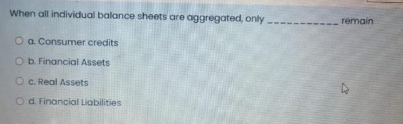 When All Individual Balance Sheets Are Aggregated Only Remain O A Consumer Credits B Financial Assets C Real Assets D 1