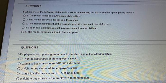 Question 1 Which Option Price S Will Increase When The Interest Rate Increases 1 Answer Cannot Be Determined From Th 2