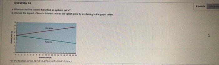 Question 24 4 Points What Are The Live Factors That Affed An Option S Price B Discuss The Impact Of Time To Interest Ra 1