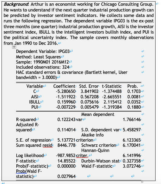 1 With The Following Extract Of The Durbin Watson Table Please Help Arthur To Understand If The Regression Residuals A 1