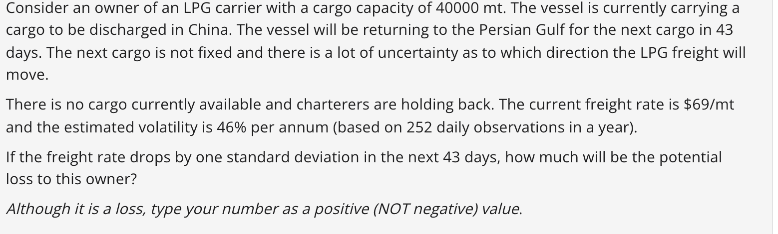 Consider An Owner Of An Lpg Carrier With A Cargo Capacity Of 40000 Mt The Vessel Is Currently Carrying A Cargo To Be Di 1