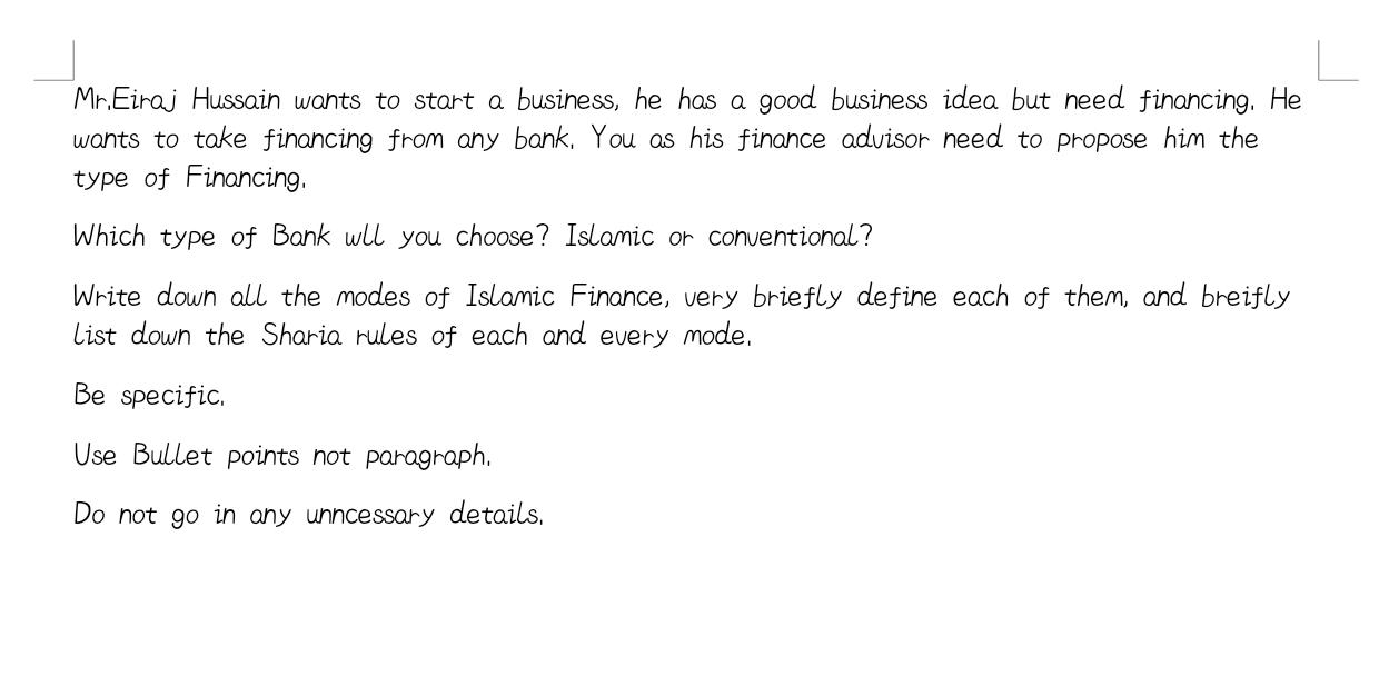 Mr Eiraj Hussain Wants To Start A Business He Has A Good Business Idea But Need Financing He Wants To Take Financing F 1
