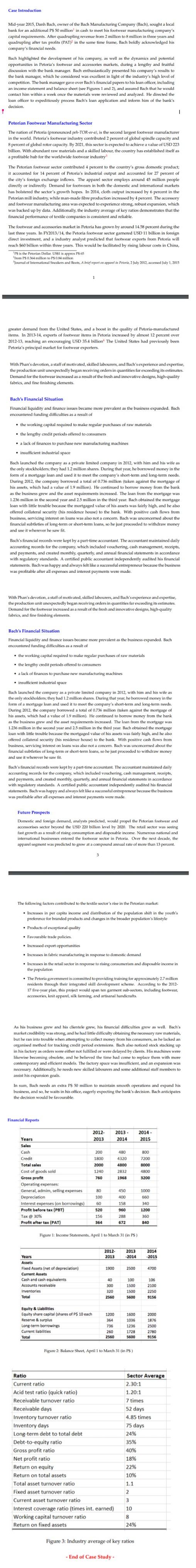 Case Introduction Mid Year 2015 Danh Bach Owner Of The Bach Manufacturing Company Bach Sought A Local Bank For An A 1