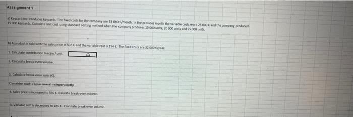 Assignment1 Cardin Produces Card The Costs For The Company Are 78 60 Month Is The Previous Or The Costs Were 25 000 An 1