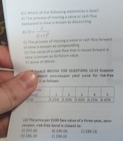 Ii Which Of The Following Statements Is False A The Process Of Moving A Value Or Cash Flow Vorickward In Me Known As 1