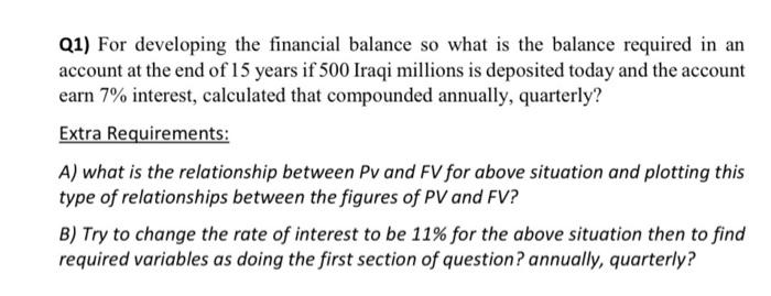 Q1 For Developing The Financial Balance So What Is The Balance Required In An Account At The End Of 15 Years If 500 Ira 2