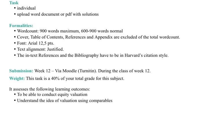Task Individual Upload Word Document Or Pdf With Solutions Formalities Wordcount 900 Words Maximum 600 900 Word 1