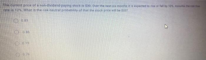 The Current Price Of Non Dividend Paying Stock Is 30 Over The Next Six Months It Is Expected To Rise Or Fall By Rate I 1