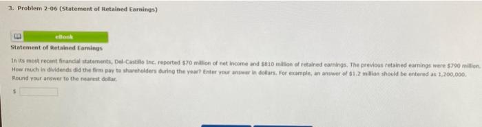 3 Problem 2 06 Statement Of Retained Earnings Ebook Statement Of Retained Earnings In Its Most Recent Financial State 1