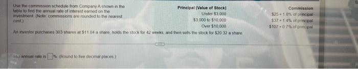 Use The Commission Schedule From Company B Shown In The Principal Value Of Stock Commission Table To Find The Annual R 2