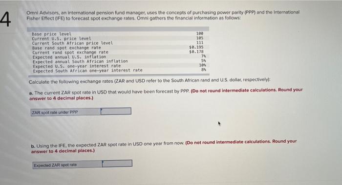 4 Omni Advisors An International Pension Fund Manager Uses The Concepts Of Purchasing Power Parity Ppp And The Inte 1
