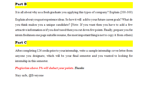 Part A Suppose You Are A Fresh Undergraduate Student Name Aaa From Xyz University And Department Of Bba Bachelor 2