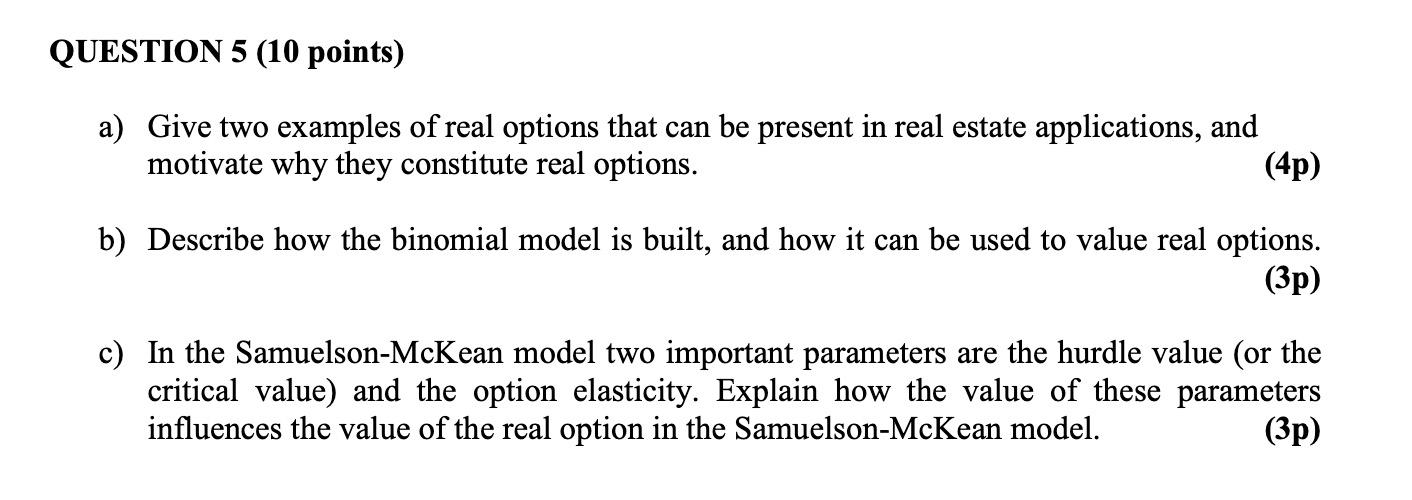 Real Option In Real Estate Application And The Samuelson Mckean Model 1