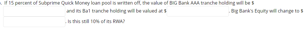 Assets Liabilities And Equity Cash 10 Demand Deposits 90 Quick Money Aaa Tranche 15 Equity 10 Quick Money Ba1 Tranch 1