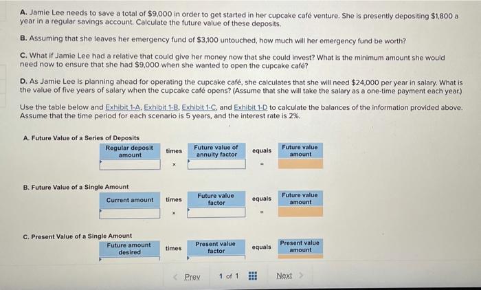 A Jamie Lee Needs To Save A Total Of 9 000 In Order To Get Started In Her Cupcake Cafe Venture She Is Presently Depos 1