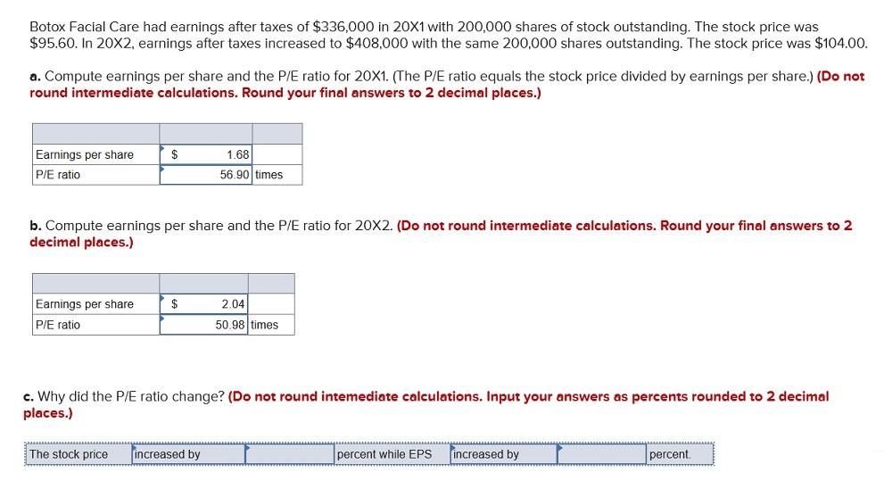 Don T Understand How To Get Part C Percentage Increases Please Explain In Detail 1