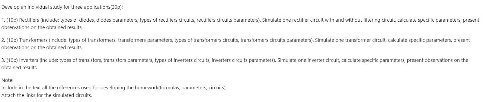 Develop An Individual Study For Three Applications 30p 1 10p Rectifiers Include Types Of Diodes Diodes Paramete 1