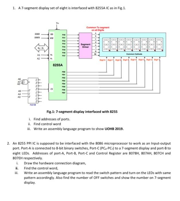 1 A 7 Segment Display Set Of Eight Is Interfaced With 8255a Ic As In Fig 1 Comments Onlig Fond Fowr Pad Pa Pad Pad Pm 1