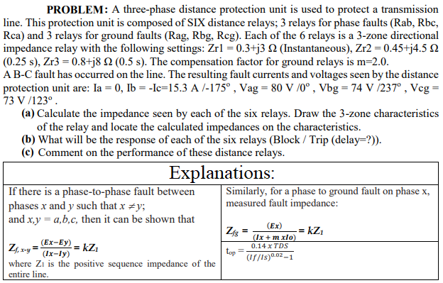 Problem A Three Phase Distance Protection Unit Is Used To Protect A Transmission Line This Protection Unit Is Composed 1