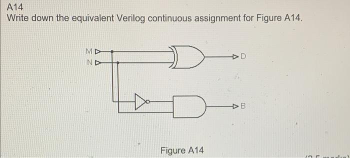 A14 Write Down The Equivalent Verilog Continuous Assignment For Figure A14 Md Nd D Figure A14 1