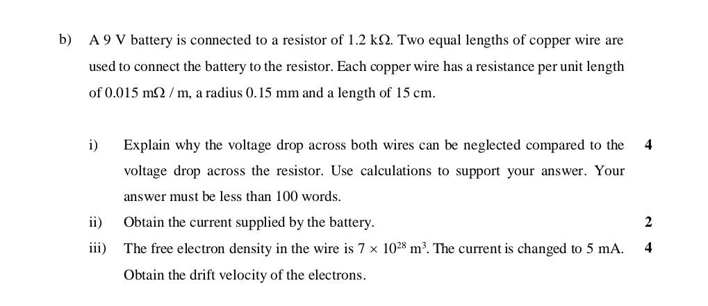 B A 9 V Battery Is Connected To A Resistor Of 1 2 K22 Two Equal Lengths Of Copper Wire Are Used To Connect The Battery 1