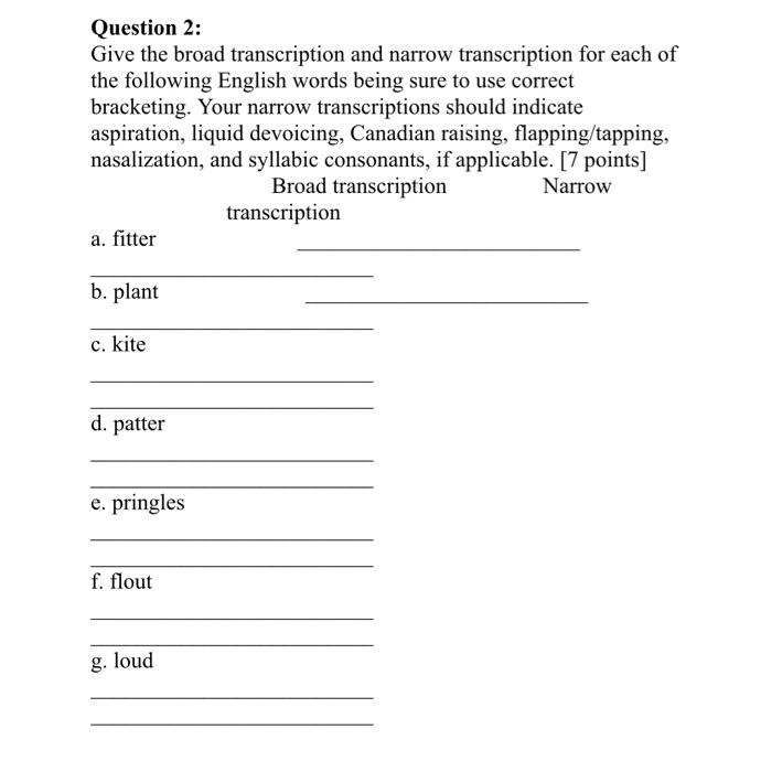 transcription essay question