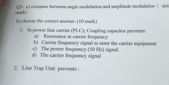 Qi A Carrier Wave Of Frequency 10 Mhz And Peak Value 10v Is Amplitude Modulated By A 5 Khz Sine Wave Of Amplitude 6v D 2