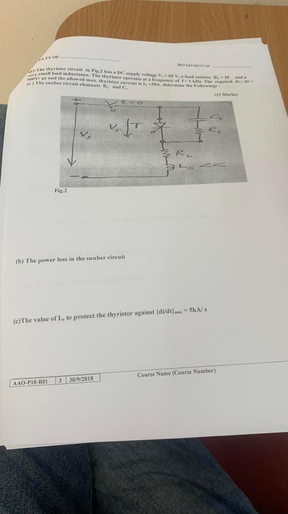 Yol The Partment Small Load Inductance The Thyristor Operates At The Thyristoranti Vie 2 Basa Dc Supply Vottape V Vondr 1
