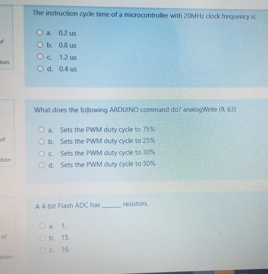 The Instruction Cycle Time Of A Microcontroller With 20mhz Clock Frequency Is O A 0 2 Us Of O B 0 8 Us O C 1 2 Us Ti 1