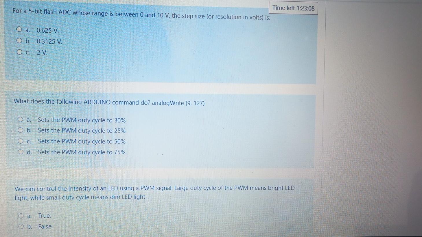 Time Left 1 23 08 For A 5 Bit Flash Adc Whose Range Is Between 0 And 10 V The Step Size Or Resolution In Volts Is O 1