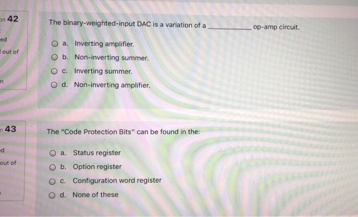 On 42 The Binary Weighted Input Dac Is A Variation Of A Op Amp Circuit Ed Out Of A Inverting Amplifier O B Non Inverti 1