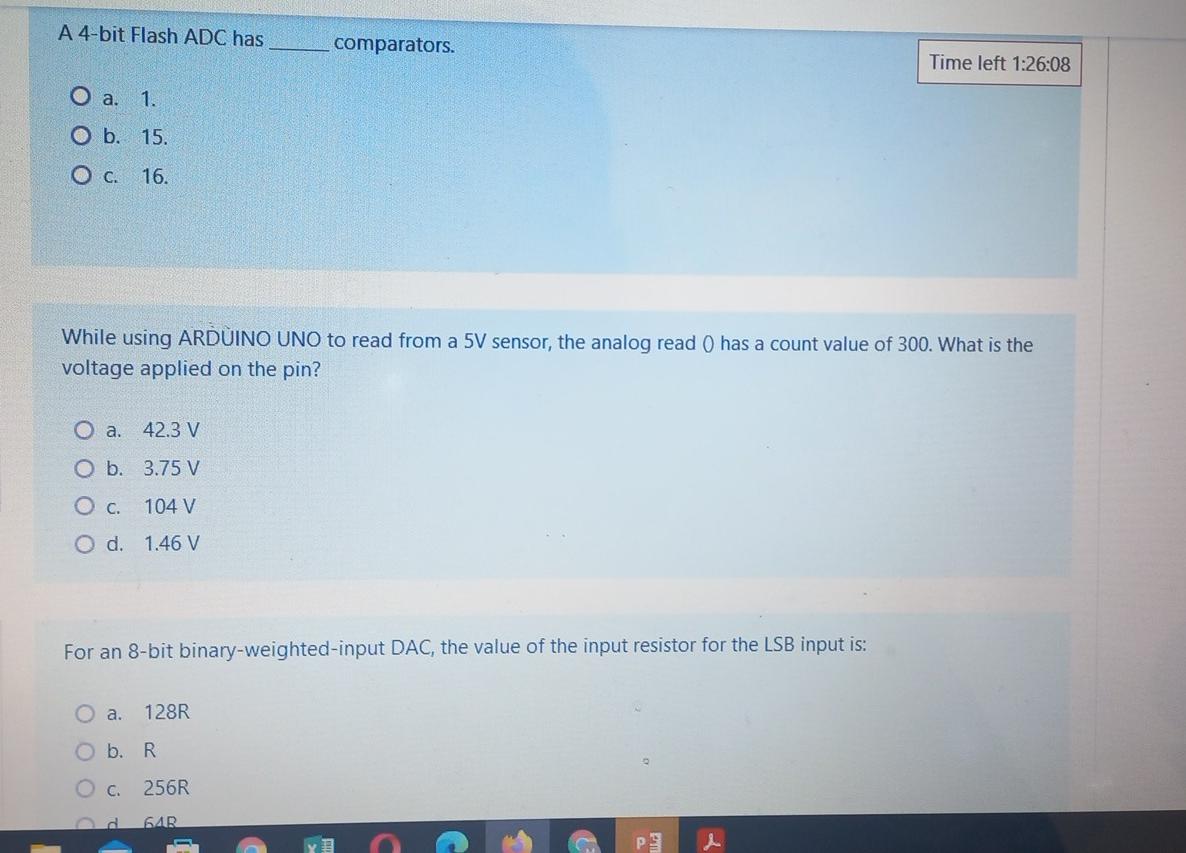 A 4 Bit Flash Adc Has Comparators Time Left 1 26 08 O A 1 O B 15 O C 16 While Using Arduino Uno To Read From A 5v 1