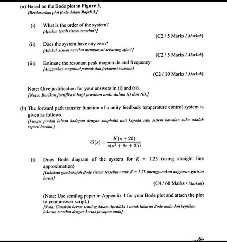Sulit Nmj32804 6 Ii Based On The Bode Diagram In I Estimate The Values Of Gain And Phase Margins And Label Th 2