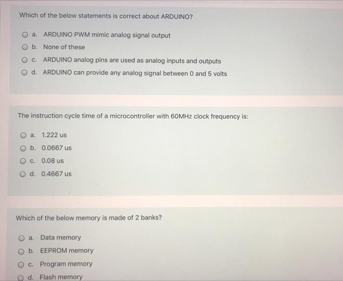 Which Of The Below Statements Is Correct About Arduino A Arduino Pwm Mimic Analog Signal Output B None Of These C Ar 1