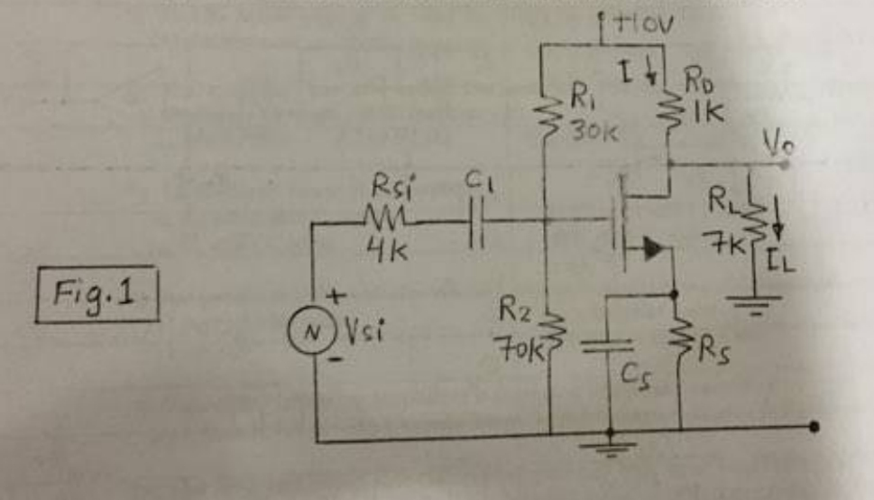 Q1 For The Circuit Shown Fig 1 The Mosfet Has K 0 5 Ma V Vt I Volt 7 0v And The Circuit Is Biased At Lo 2 Ma V13v 2