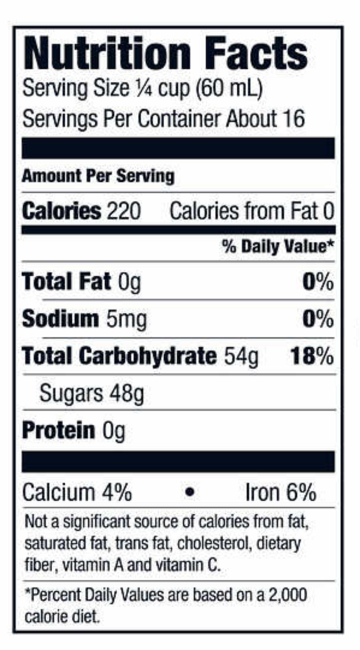 Nutrition Facts Serving Size 74 Cup 60 Ml Servings Per Container About 16 Amount Per Serving Calories 220 Calories Fro 1