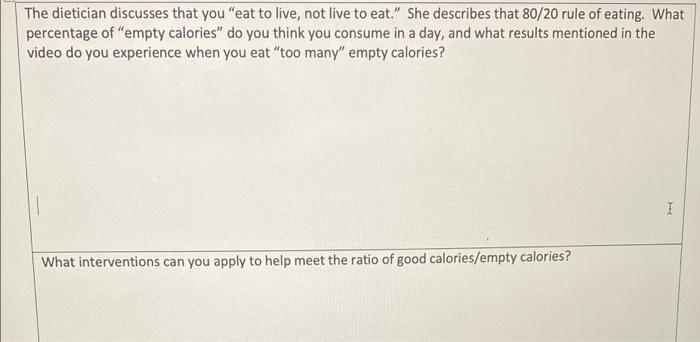 The Dietician Discusses That You Eat To Live Not Live To Eat She Describes That 80 20 Rule Of Eating What Percentag 1