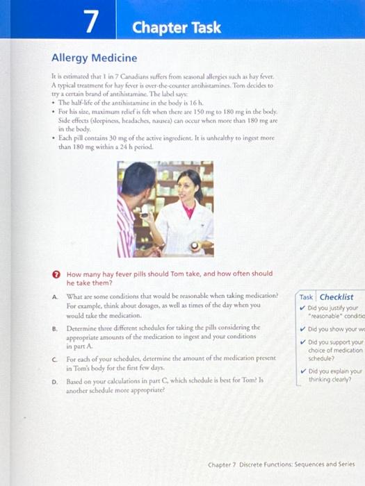 7 Chapter Task Allergy Medicine It Is Estimated That I In 7 Canadiaro Suffers From Scawnal Allergies Such As Hay Fevet 1